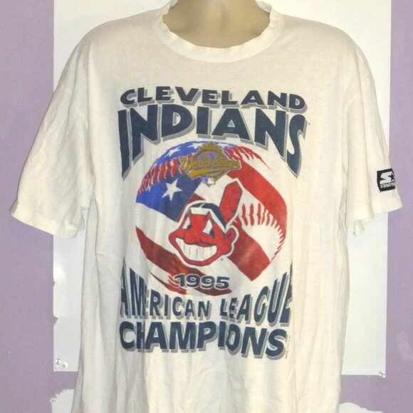 VTG Starter Cleveland Indians 1995 American League Champions T-Shirt FLAWS READ - Picture 1 of 9